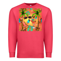 Cardinal summer slipper and cocktail seamless pattern Premium Sweatshirt - BundleAndBundleShop
