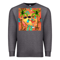 Charcoal Heather summer slipper and cocktail seamless pattern Premium Sweatshirt - BundleAndBundleShop