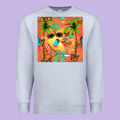 Summer Slipper And Cocktail Seamless Pattern Premium Sweatshirt Designed By Bundleandbundleshop