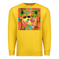 Lemon summer slipper and cocktail seamless pattern Premium Sweatshirt - BundleAndBundleShop