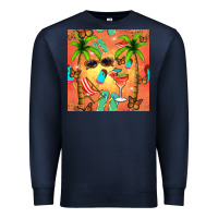 Navy summer slipper and cocktail seamless pattern Premium Sweatshirt - BundleAndBundleShop