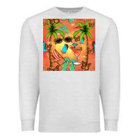 Oatmeal Heather summer slipper and cocktail seamless pattern Premium Sweatshirt - BundleAndBundleShop