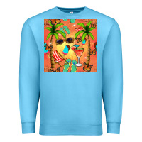 Ocean Blue summer slipper and cocktail seamless pattern Premium Sweatshirt - BundleAndBundleShop
