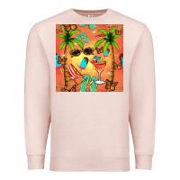 Pale Pink summer slipper and cocktail seamless pattern Premium Sweatshirt - BundleAndBundleShop