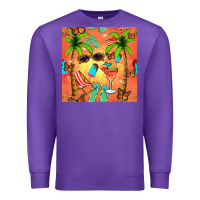 Purple summer slipper and cocktail seamless pattern Premium Sweatshirt - BundleAndBundleShop