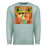 Seafoam summer slipper and cocktail seamless pattern Premium Sweatshirt - BundleAndBundleShop