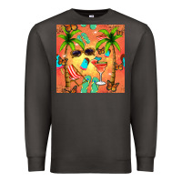 Smoke summer slipper and cocktail seamless pattern Premium Sweatshirt - BundleAndBundleShop