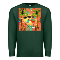 Sports Green summer slipper and cocktail seamless pattern Premium Sweatshirt - BundleAndBundleShop