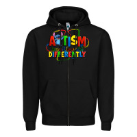 Black autism stitch seeing the world differently Zipper Hoodie - Zillion Design Studio