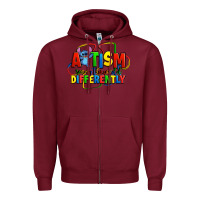 Burgundy autism stitch seeing the world differently Zipper Hoodie - Zillion Design Studio