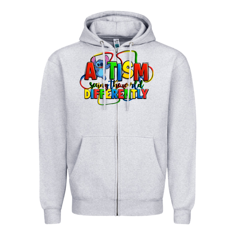 Autism Stitch Seeing The World Differently Zipper Hoodie by Zillion Design Studio | Teevron