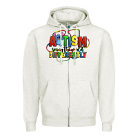 Oatmeal Heather autism stitch seeing the world differently Zipper Hoodie - Zillion Design Studio