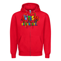 Red autism stitch seeing the world differently Zipper Hoodie - Zillion Design Studio