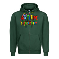Sports Green autism stitch seeing the world differently Zipper Hoodie - Zillion Design Studio