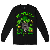 Black st patricks day my pitbuli my lucky charm with hat Long Sleeve Tee - RanaPortraitStore