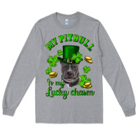 Heather Grey st patricks day my pitbuli my lucky charm with hat Long Sleeve Tee - RanaPortraitStore