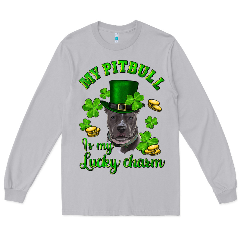 St Patricks Day My Pitbuli My Lucky Charm With Hat Long Sleeve Tee by RanaPortraitStore | Teevron