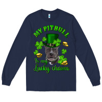 Navy st patricks day my pitbuli my lucky charm with hat Long Sleeve Tee - RanaPortraitStore
