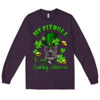 Plum st patricks day my pitbuli my lucky charm with hat Long Sleeve Tee - RanaPortraitStore