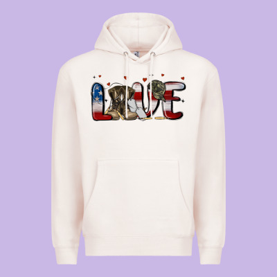 Love Army Premium Hoodie Designed By Maliassmallbusiness