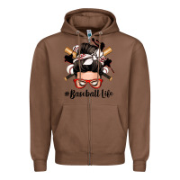 Chestnut baseball life messy bun Zipper Hoodie - Zillion Design Studio