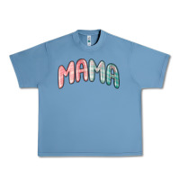 Pebble Blue mama christmas plaid Urban Heavy Tee - MaliasSmallBusiness