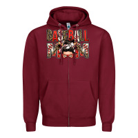 Burgundy baseball mom messy bun Zipper Hoodie - Zillion Design Studio