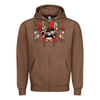 Chestnut baseball mom messy bun Zipper Hoodie - Zillion Design Studio