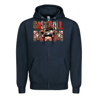 Navy baseball mom messy bun Zipper Hoodie - Zillion Design Studio