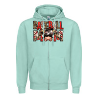 Seafoam baseball mom messy bun Zipper Hoodie - Zillion Design Studio