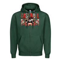 Sports Green baseball mom messy bun Zipper Hoodie - Zillion Design Studio