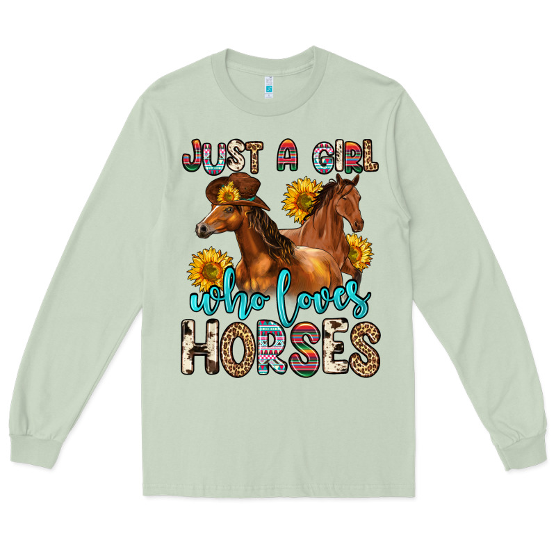 Just A Girl Who Loves Horses Long Sleeve Tee by Zillion Design Studio | Teevron