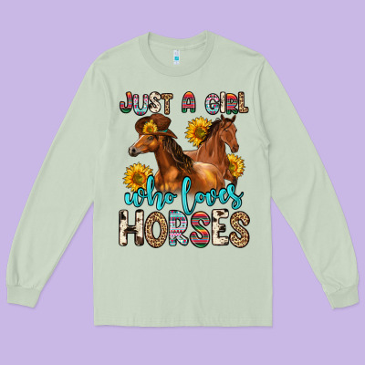 Just A Girl Who Loves Horses Long Sleeve Tee Designed By Zillion Design Studio