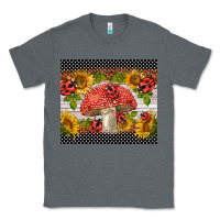 Charcoal Heather ladybug mushrooms Classic Tee - BarkalooDesign