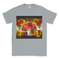 Heather Grey ladybug mushrooms Classic Tee - BarkalooDesign