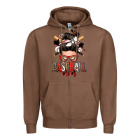 Chestnut baseball mom messy bun Zipper Hoodie - Zillion Design Studio