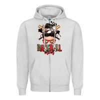 Dove Grey baseball mom messy bun Zipper Hoodie - Zillion Design Studio