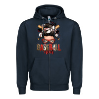 Navy baseball mom messy bun Zipper Hoodie - Zillion Design Studio