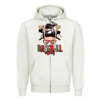 Baseball Mom Messy Bun Zipper Hoodie | Teevron