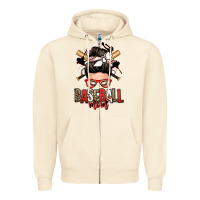 Sandshell baseball mom messy bun Zipper Hoodie - Zillion Design Studio