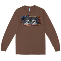 Chestnut wolf eyes american flag Long Sleeve Tee - RanaPortraitStore