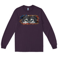Plum wolf eyes american flag Long Sleeve Tee - RanaPortraitStore
