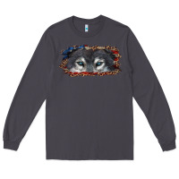 Smoke wolf eyes american flag Long Sleeve Tee - RanaPortraitStore