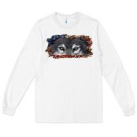 White wolf eyes american flag Long Sleeve Tee - RanaPortraitStore