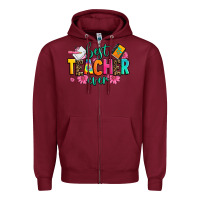 Burgundy best teacher ever Zipper Hoodie - Zillion Design Studio