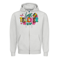 Dove Grey best teacher ever Zipper Hoodie - Zillion Design Studio