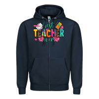 Navy best teacher ever Zipper Hoodie - Zillion Design Studio