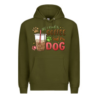 Army Green all i need is coffee and my dog Premium Hoodie - MaliasSmallBusiness