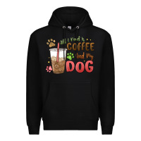 Black all i need is coffee and my dog Premium Hoodie - MaliasSmallBusiness