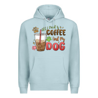 Blue Mist all i need is coffee and my dog Premium Hoodie - MaliasSmallBusiness